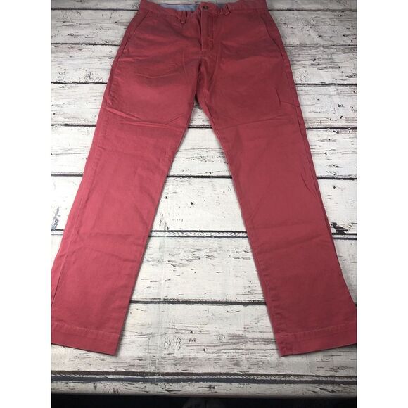 Polo Ralph Lauren Chino Pants Mens 33x32‎ Pink Stretch Straight Fit Twill Cotton - Picture 2 of 9